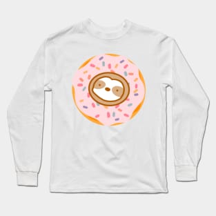 Cute Pink Donut Sloth Long Sleeve T-Shirt